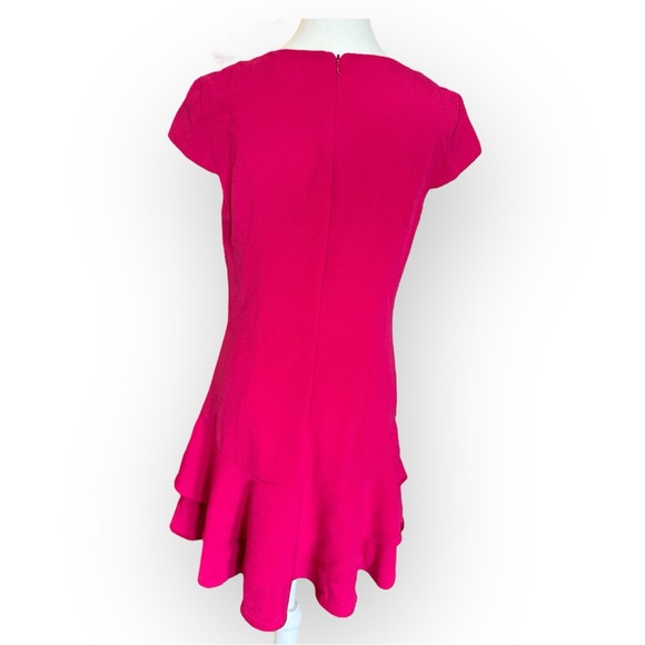 Eliza J Pink Ruffle Crepe Sheath Minidress In Berry Size 10 - Picture 2 of 10